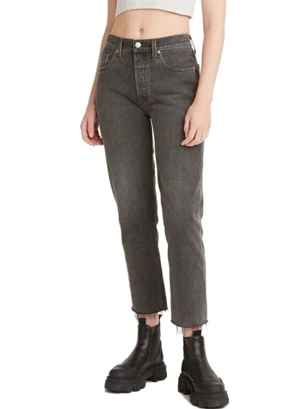 Levi's 501 Jeans Original Cropped Size 32x26 Get Off My Cloud Black